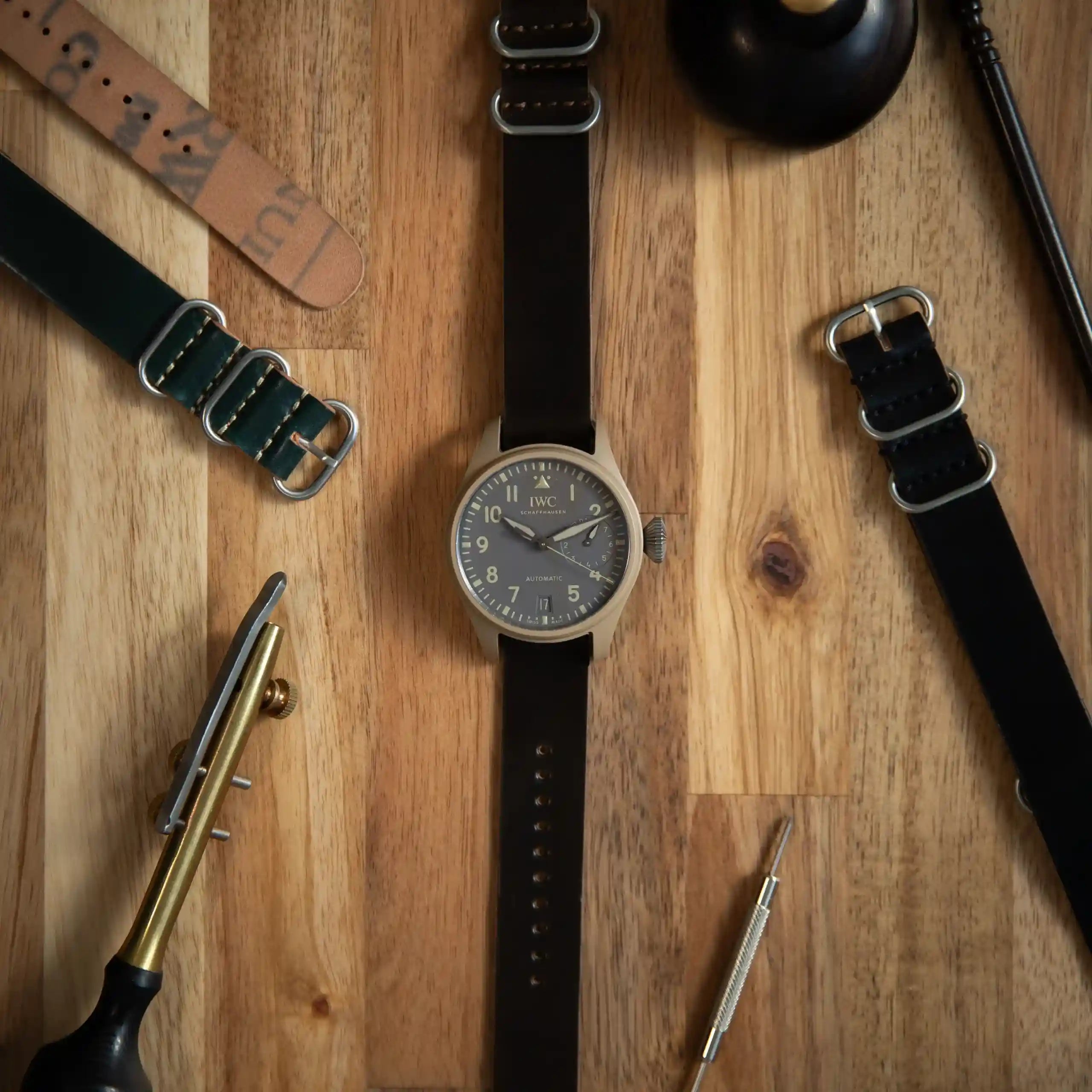 Cordovan NATO Strap in Black Coffee