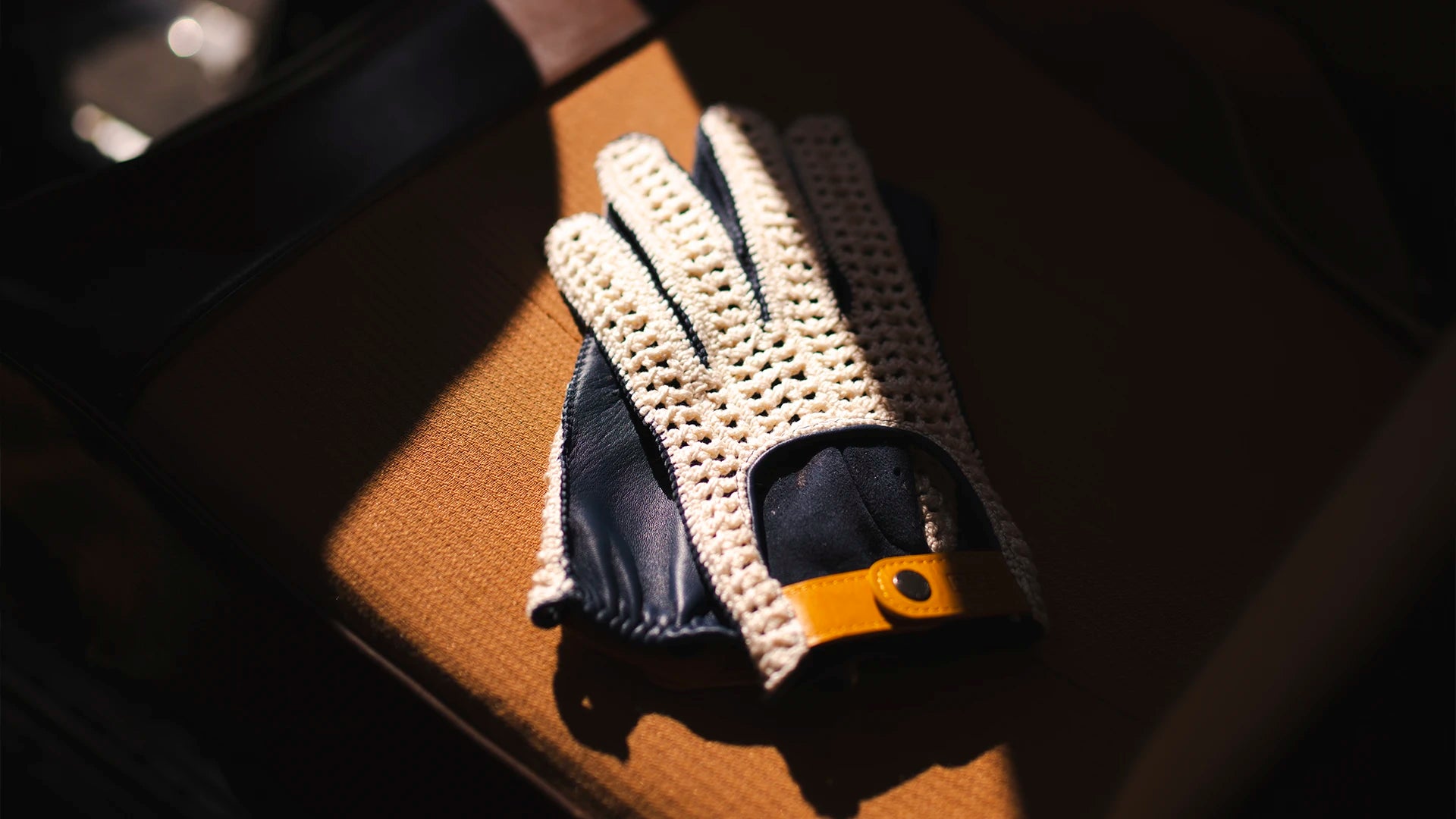 crochet driving gloves blue