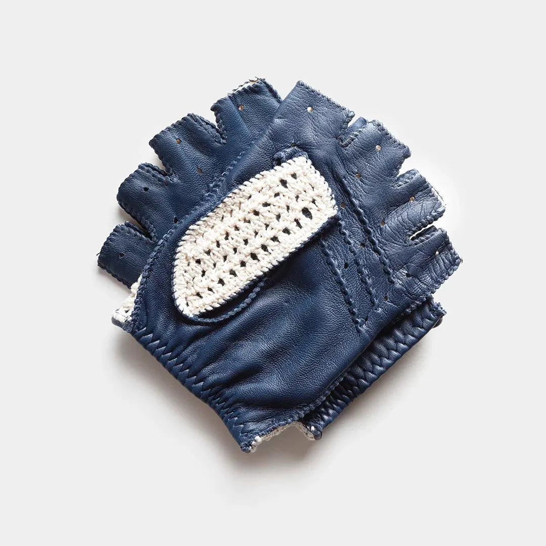 Crochet Fingerless Driving Gloves "Triton" in Marlin
