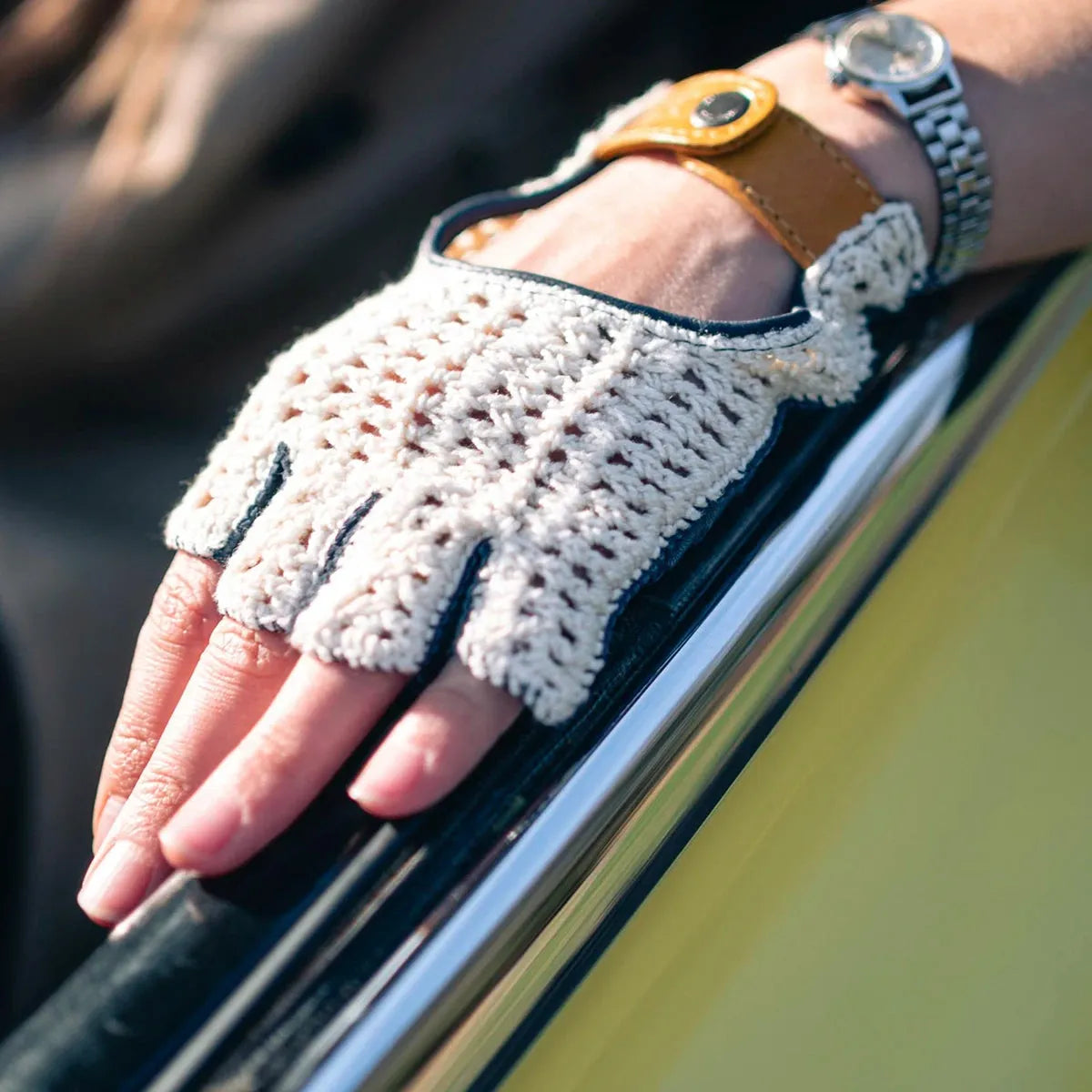 fingerless crochet driving gloves