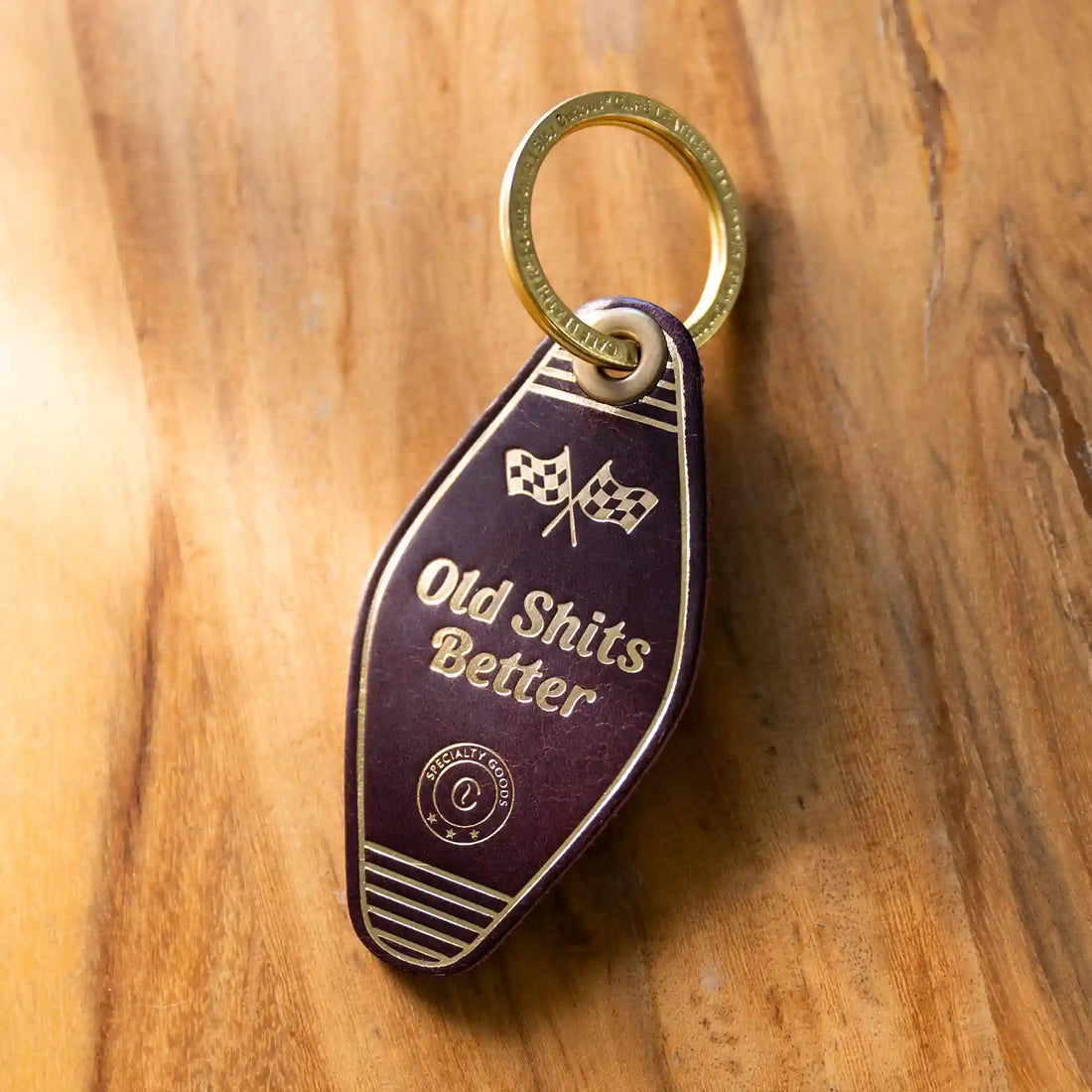 Motel Keychain Old Shits Better in Burgundy