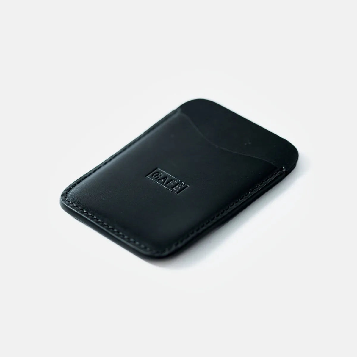 leather card holder all black side front