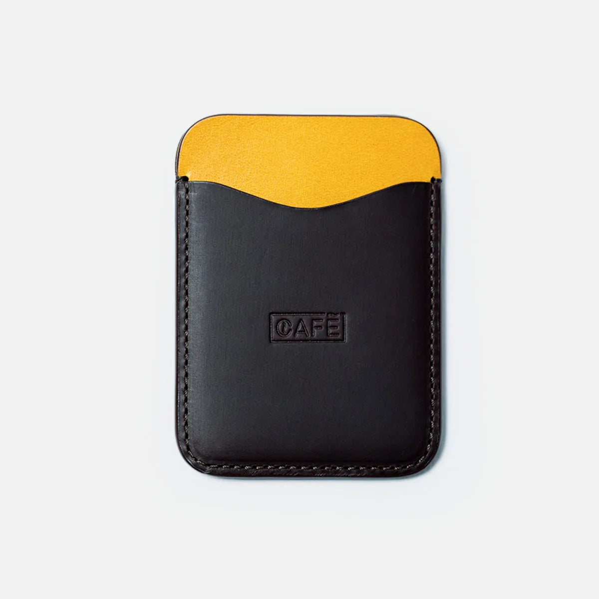 leather card holder black coffee spicy mustard black coffee front