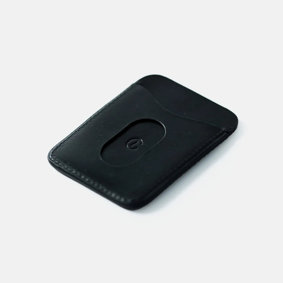 leather card holder all black back side full