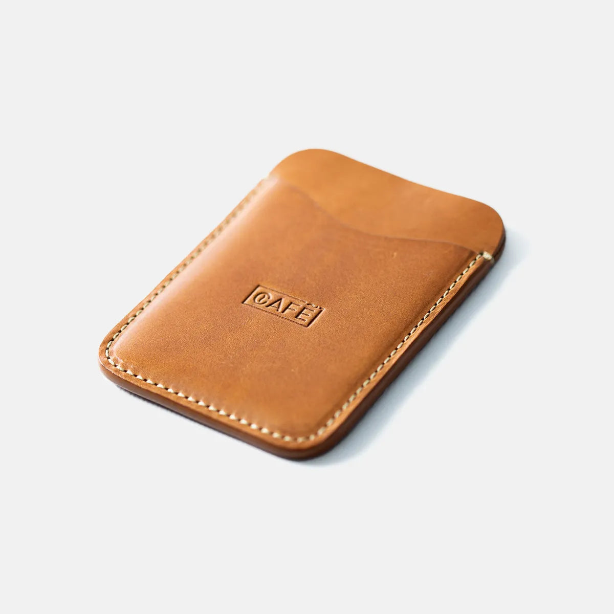 leather card holder roasted front side
