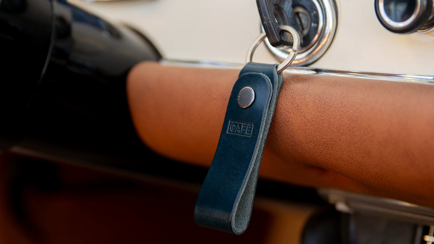 leather keychain blue