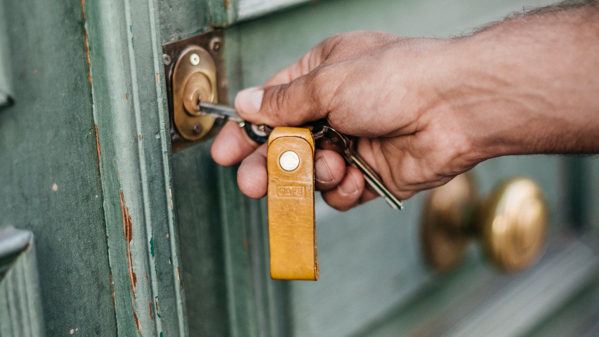 leather keychain yellow 2