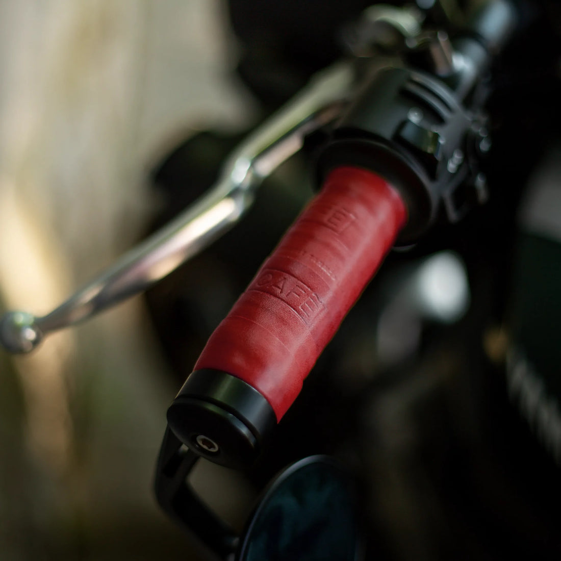 Motorcycle Leather Grips in Berry