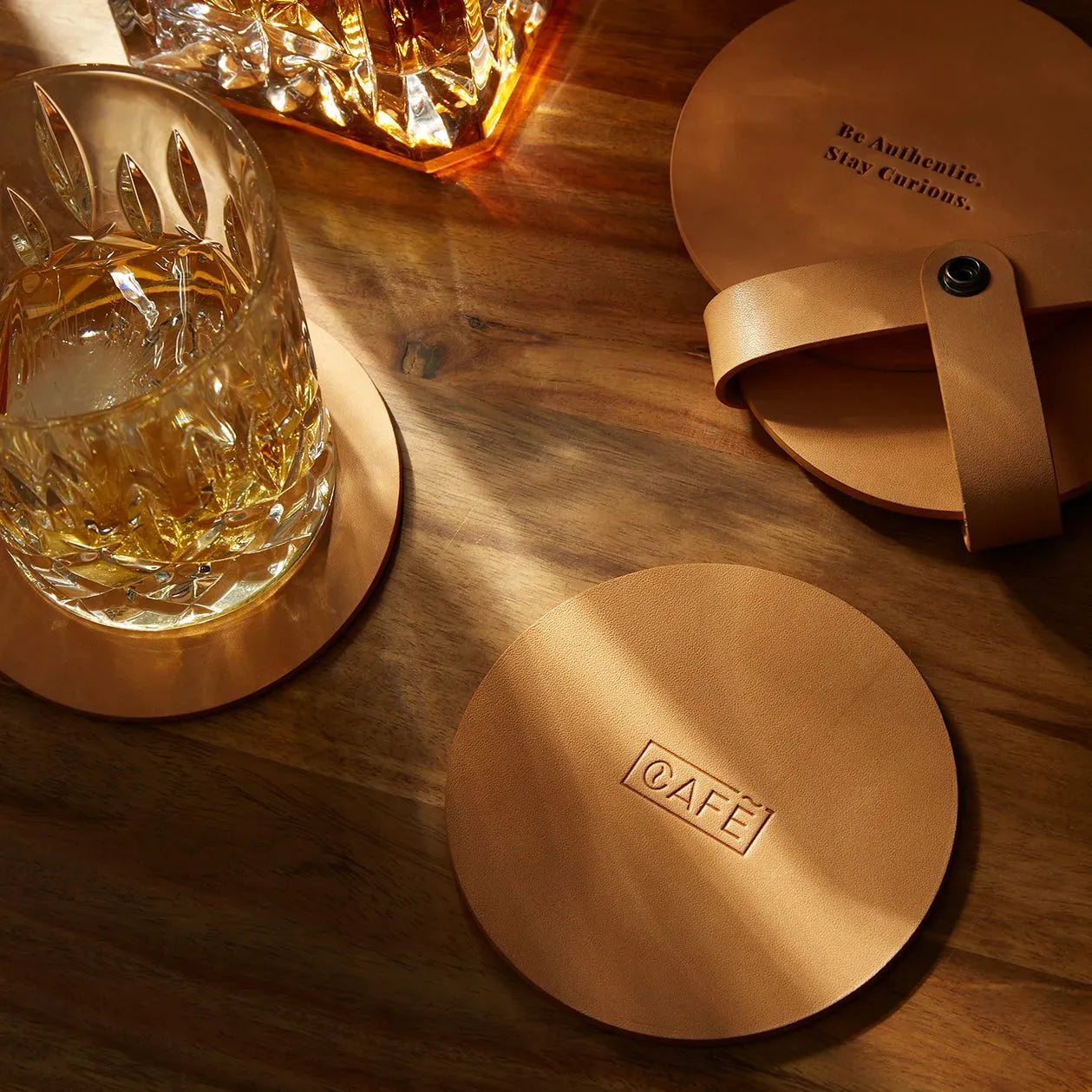 natural leather coaster