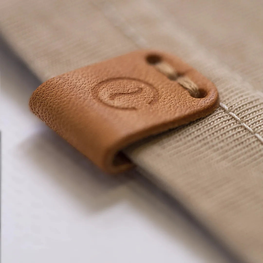 organic heavy bag tee detail texture light brown