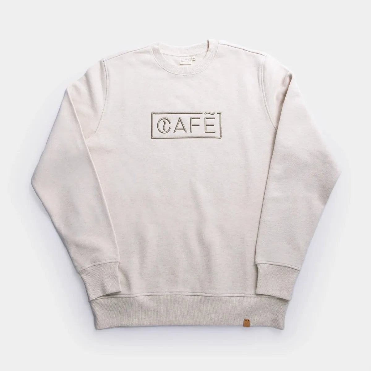 The Café Logo Embroidery Sweater in Ecru Melange