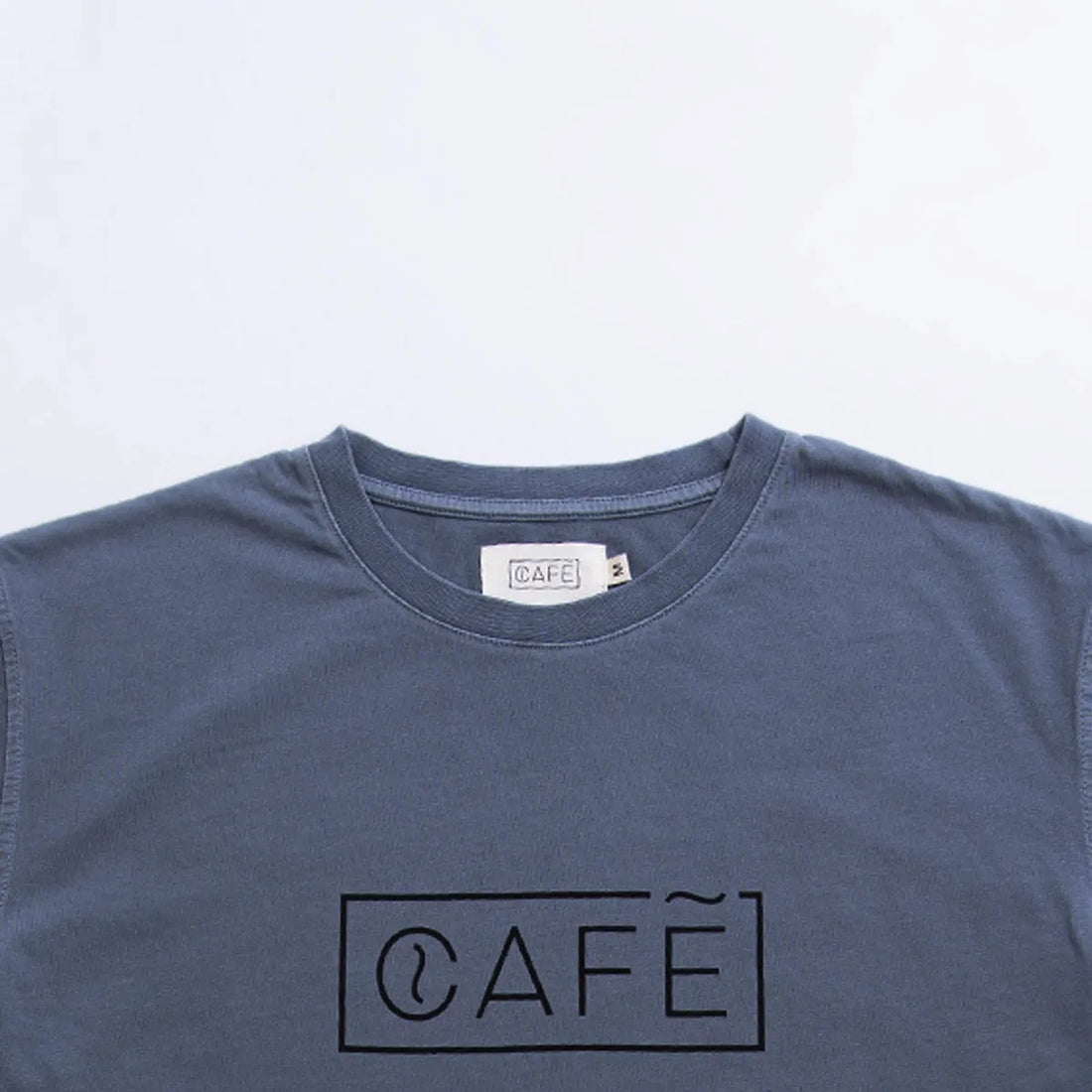 organic tee logo cafe charcoal neck