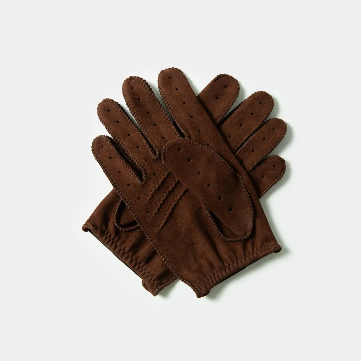 Driving Gloves in Black Coffee Suede