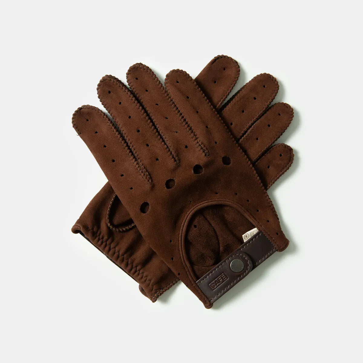 Driving Gloves in Black Coffee Suede