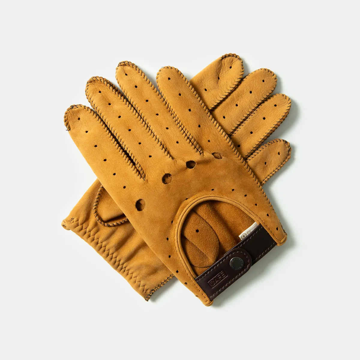 Cafe Leather Driving Gloves in Camel Suede