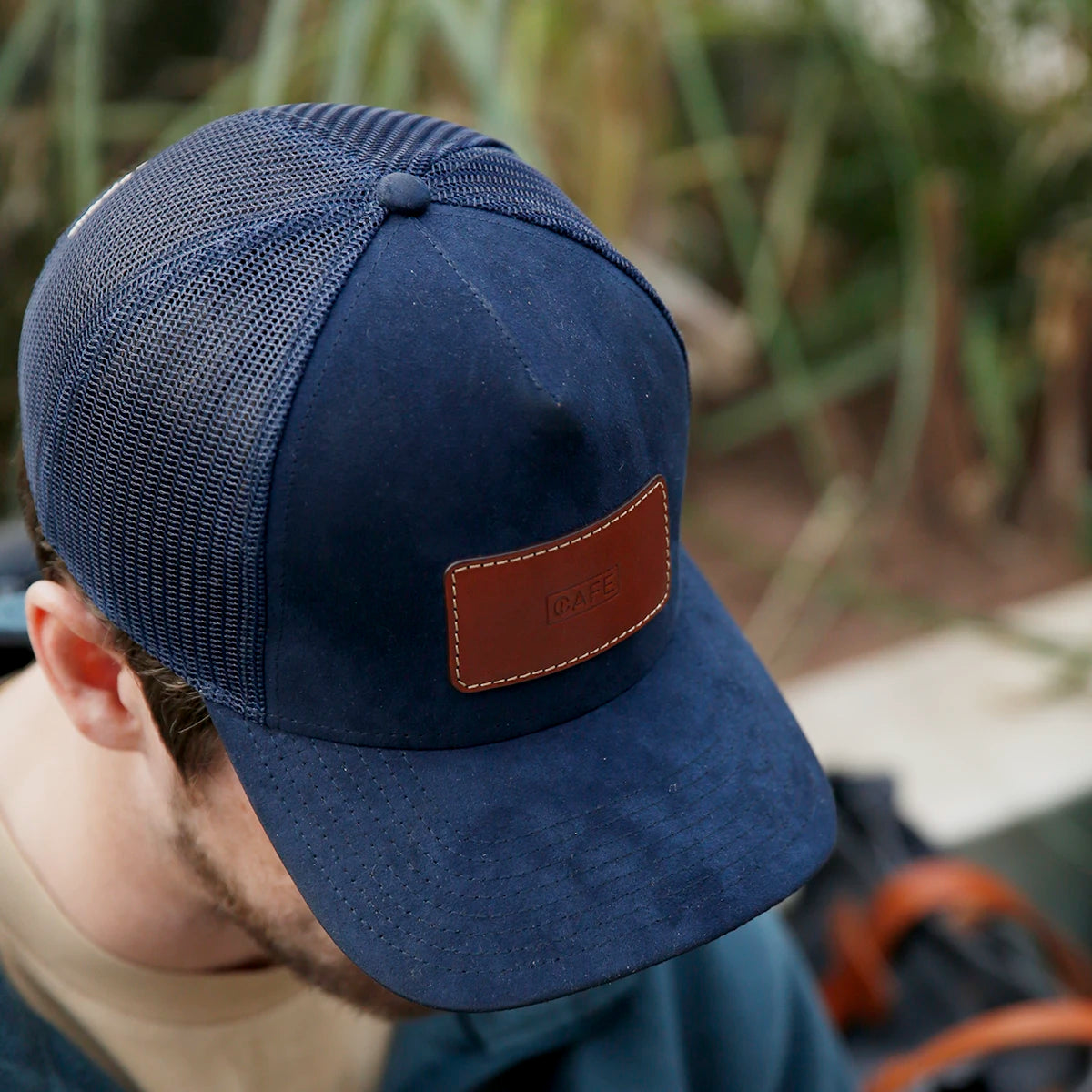 suede mesh navy cap