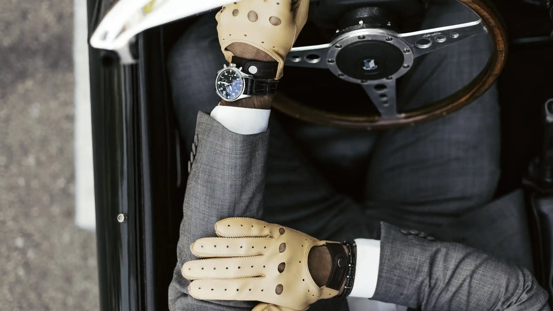 yellow driving gloves