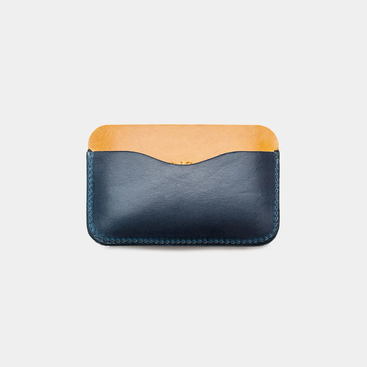 Leather Card Holder Panama - Ocean & Spicy Mustard