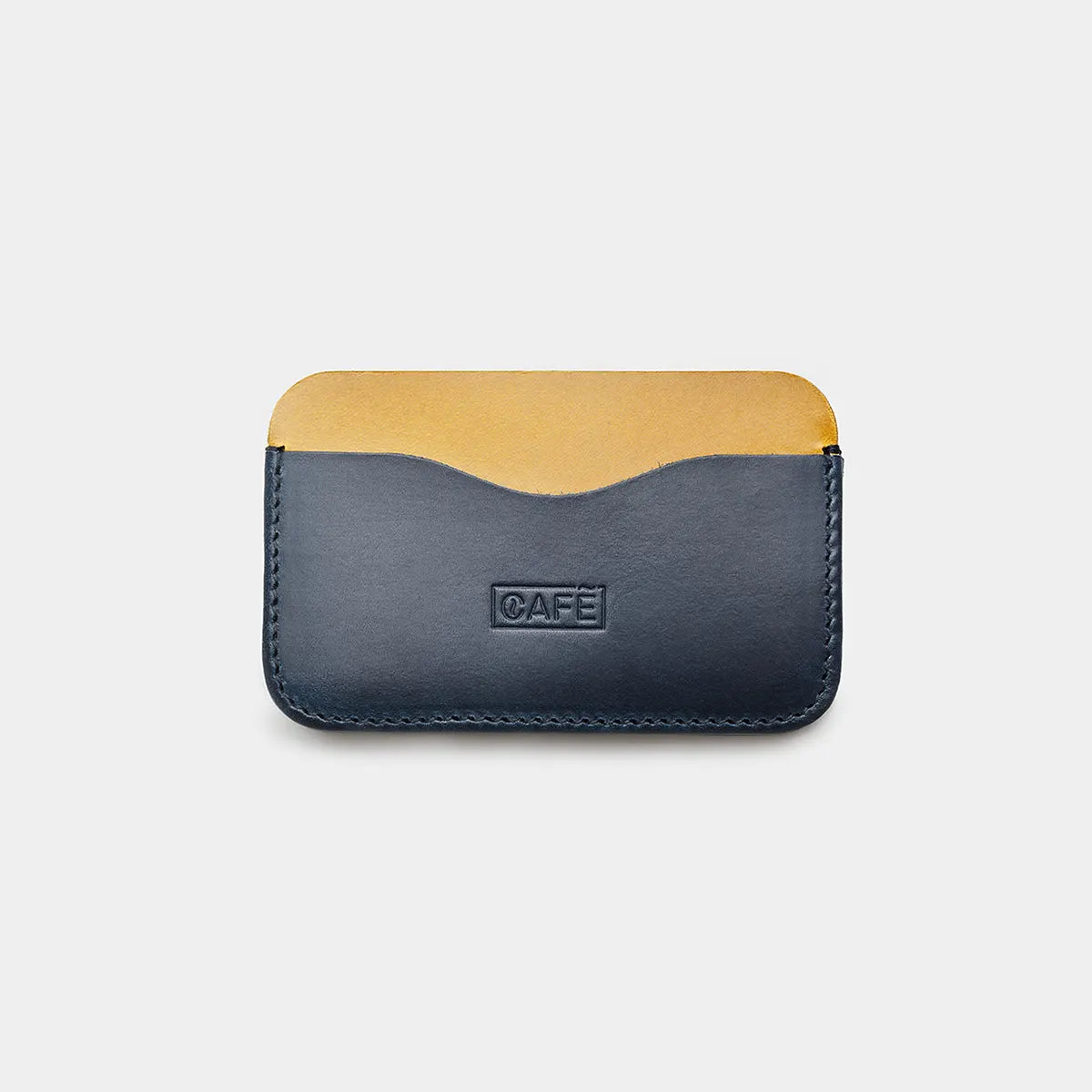 Leather Card Holder Panama - Ocean & Spicy Mustard