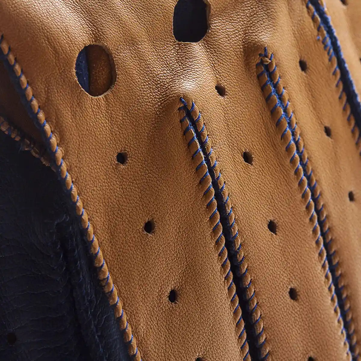 driving gloves blue and brown