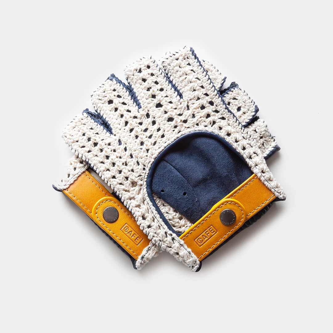 Crochet Fingerless Driving Gloves "Triton" in Marlin