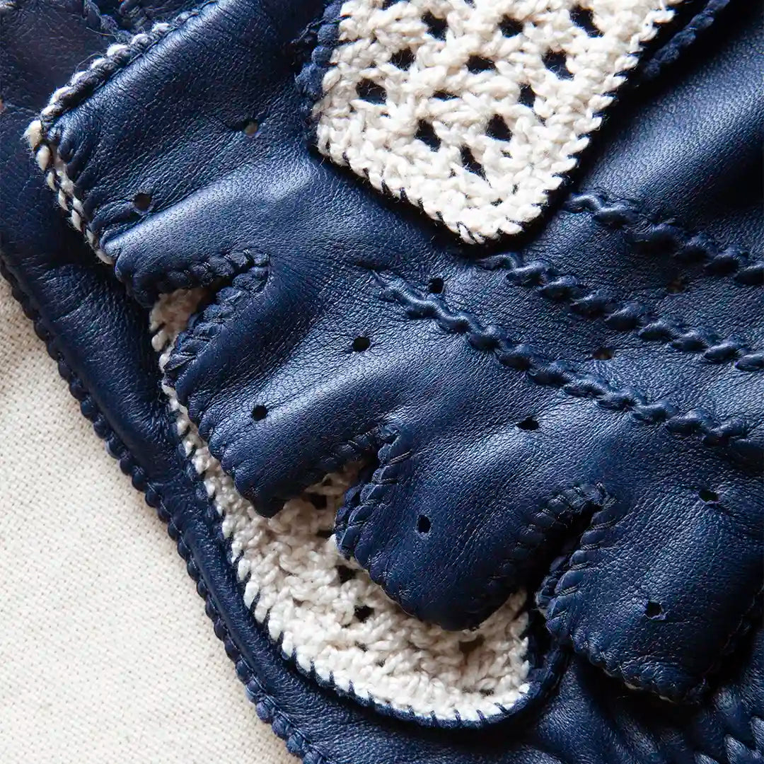 Crochet Fingerless Driving Gloves "Triton" in Marlin