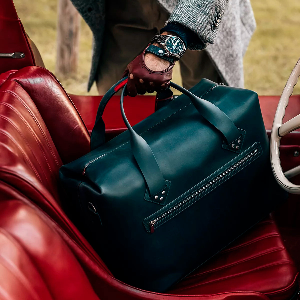 iwc driving gloves red