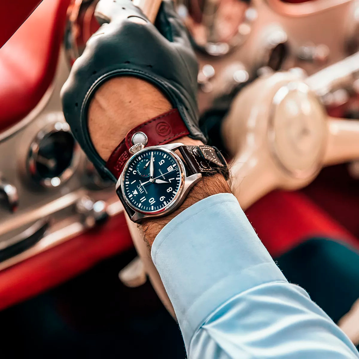 IWC driving gloves grey color
