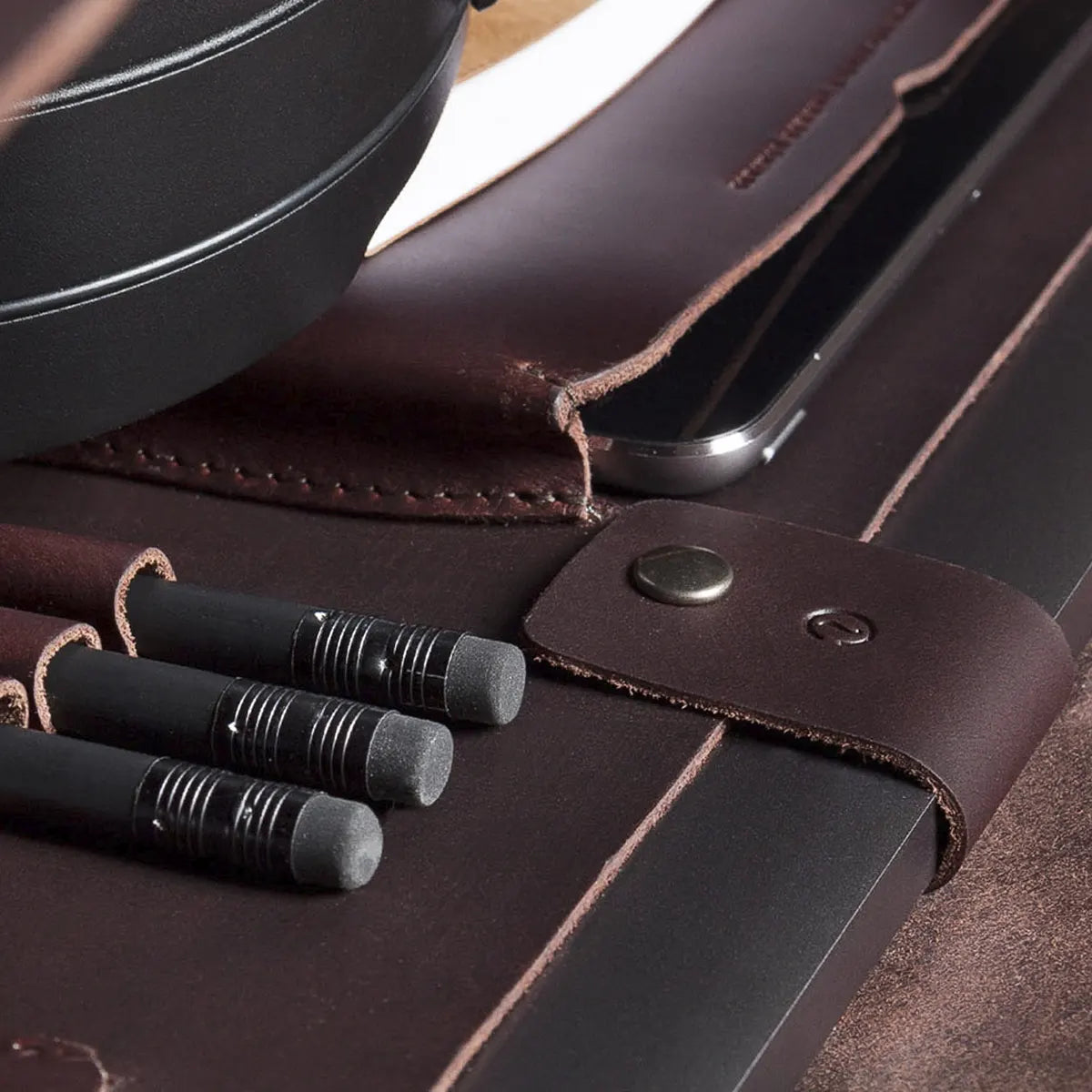 3-in-1 Leather Briefcase - Black Coffee