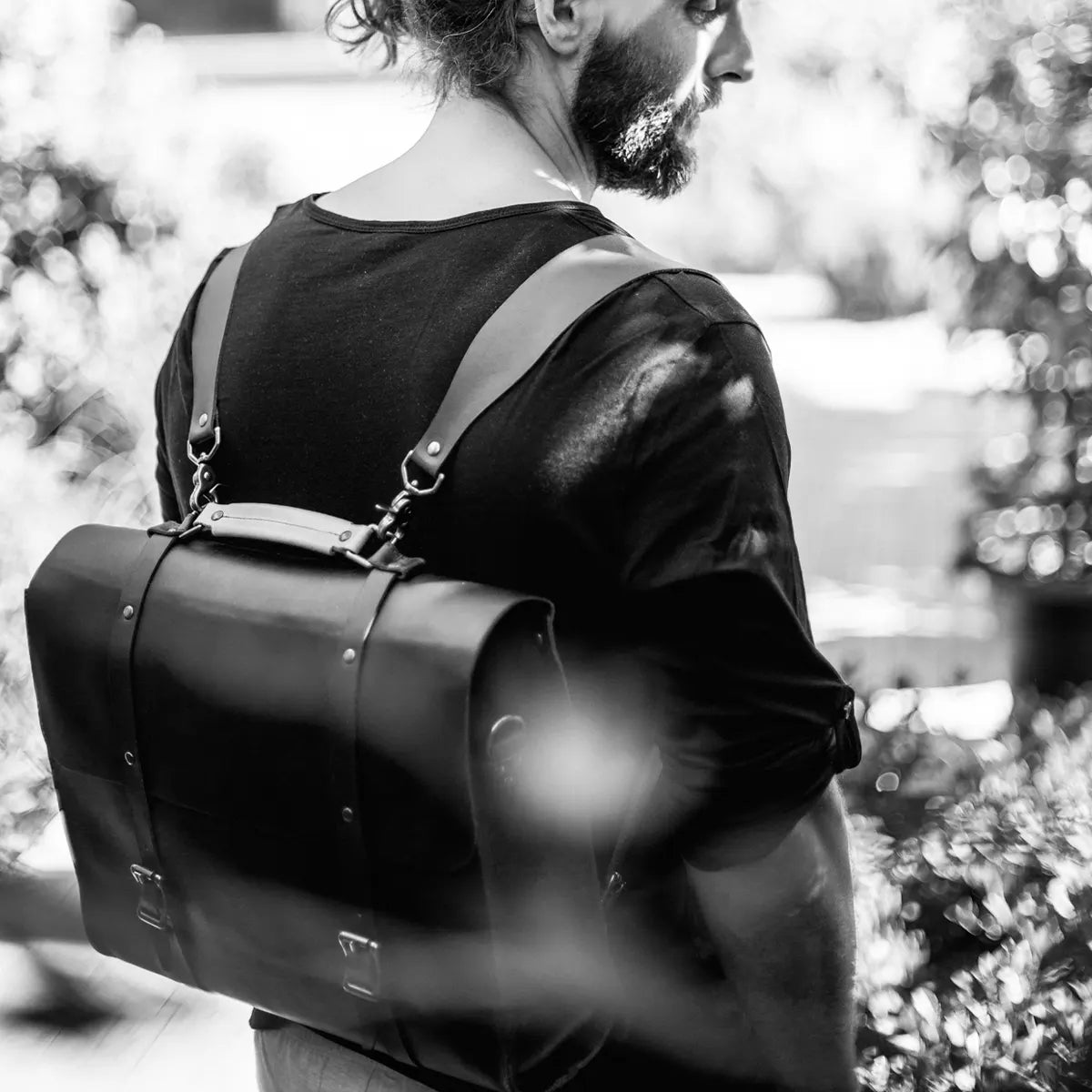 3-in-1 Leather Briefcase - Black Coffee