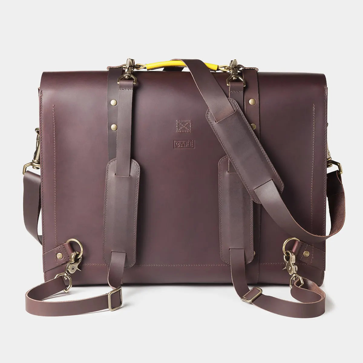 3-in-1 Leather Briefcase - Black Coffee