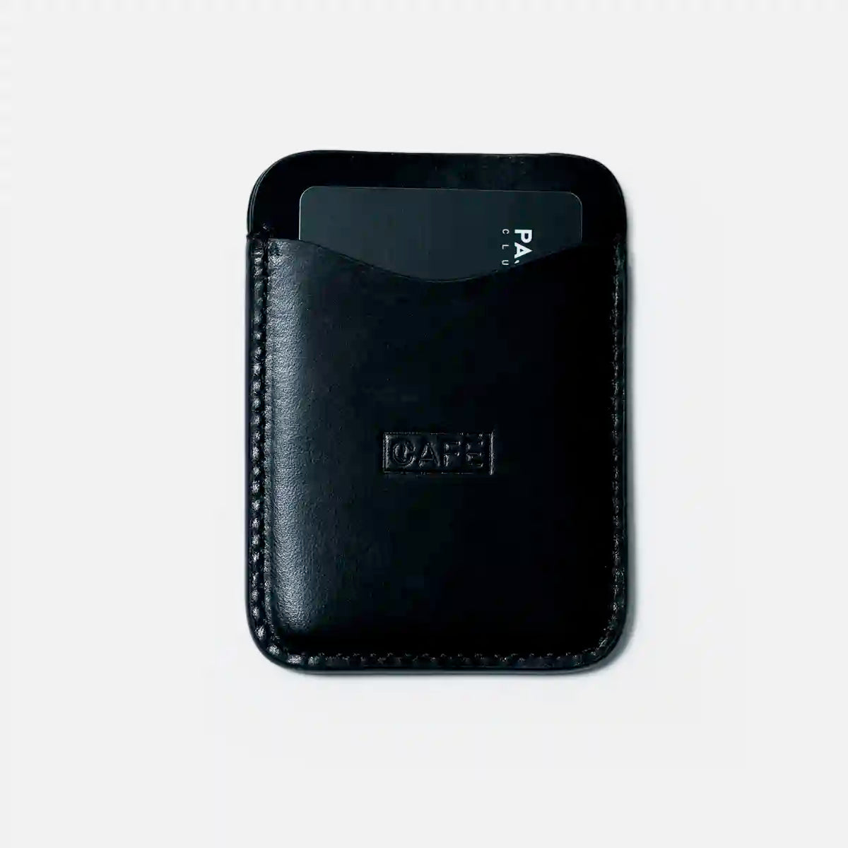leather card holder all black front card