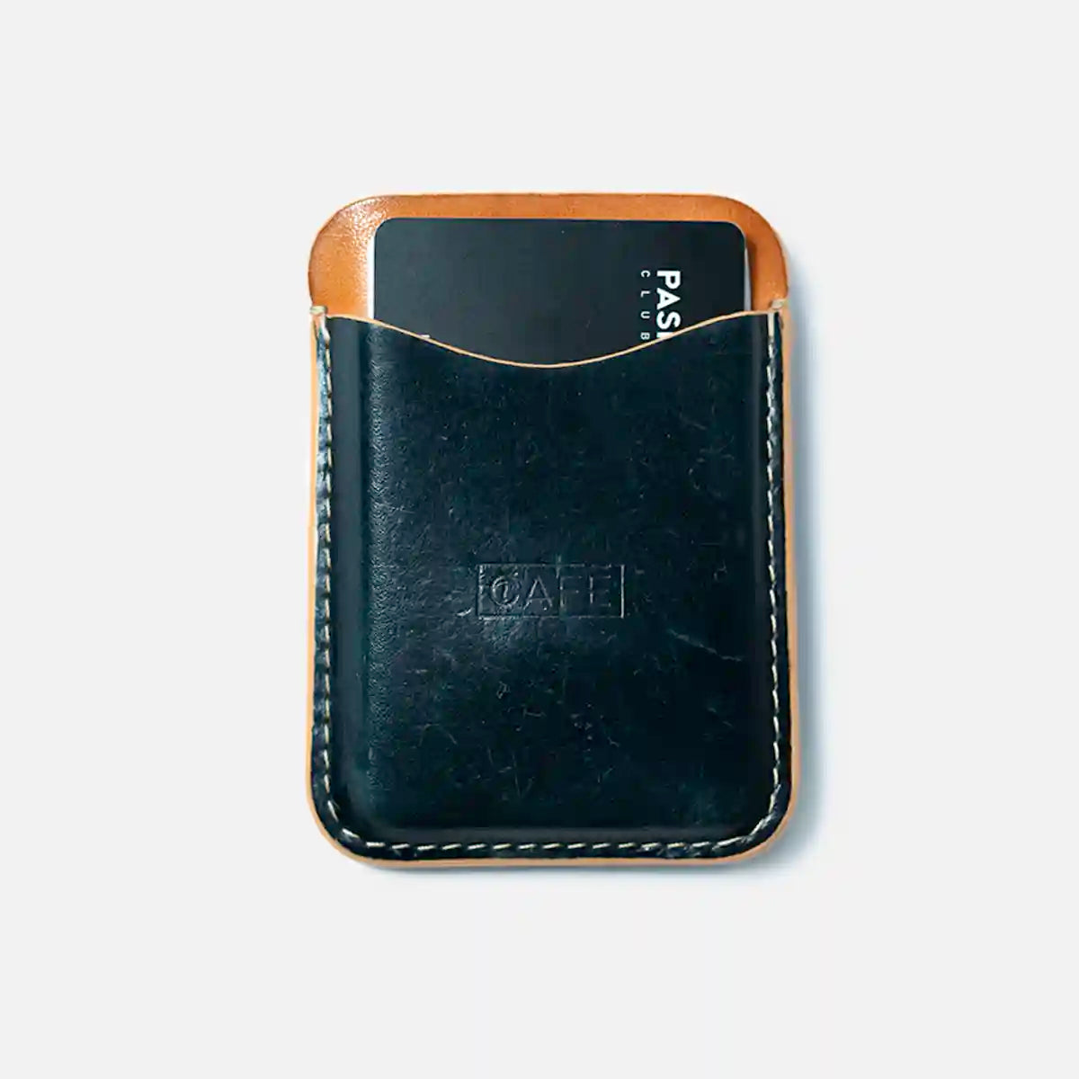 leather card holder ocean natural used 2
