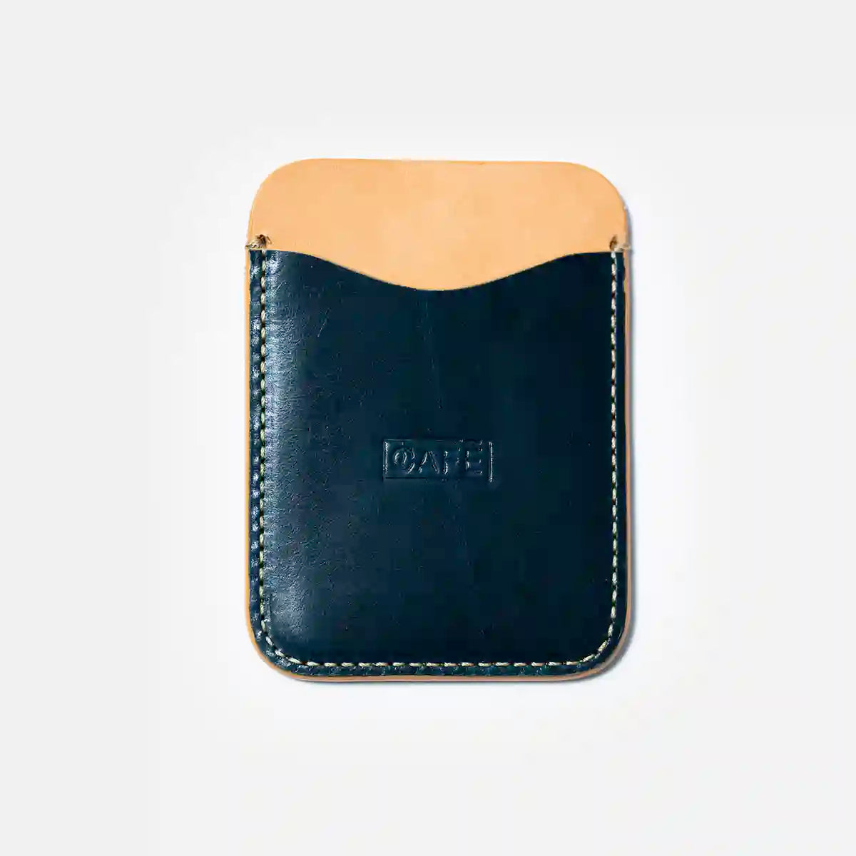 leather card holder ocean natural front