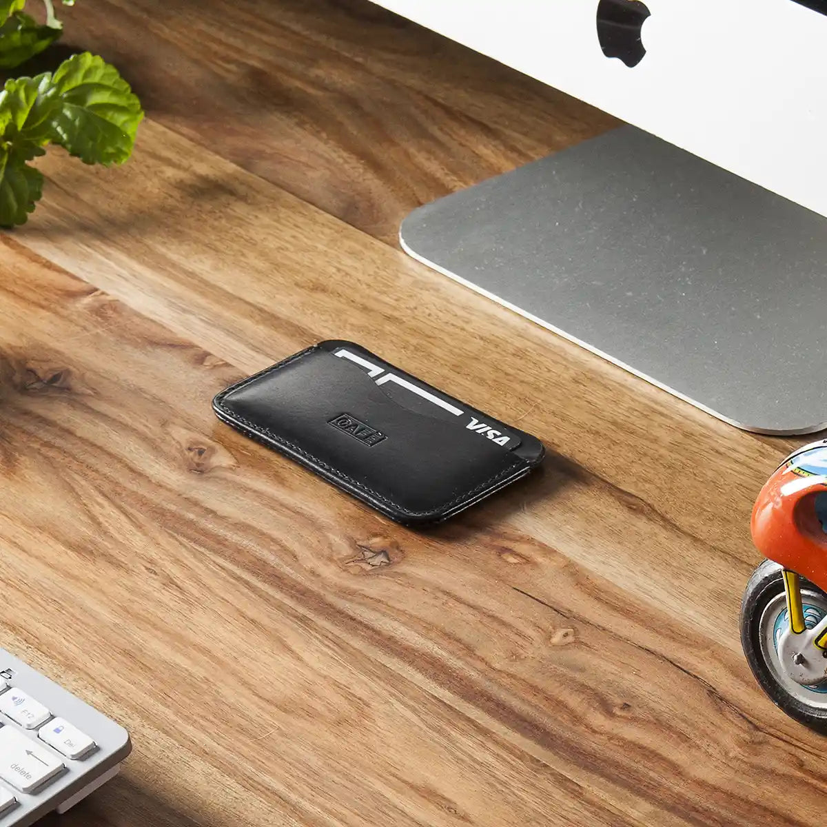 Leather Card Holder Panama - Black
