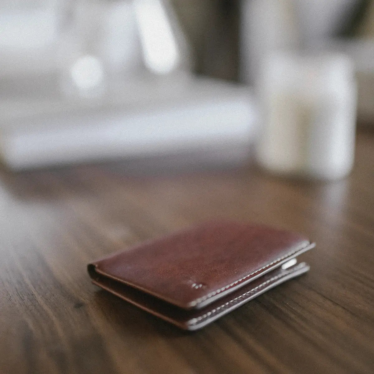 leather ultra slim wallet brown