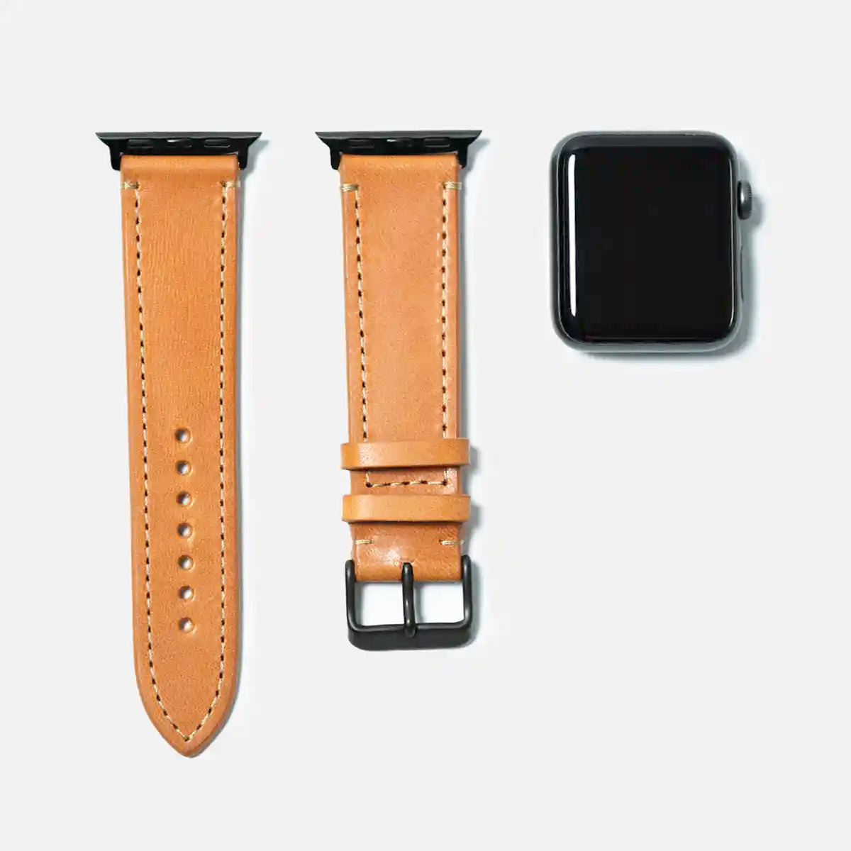 leather iwatch strap black steel roasted