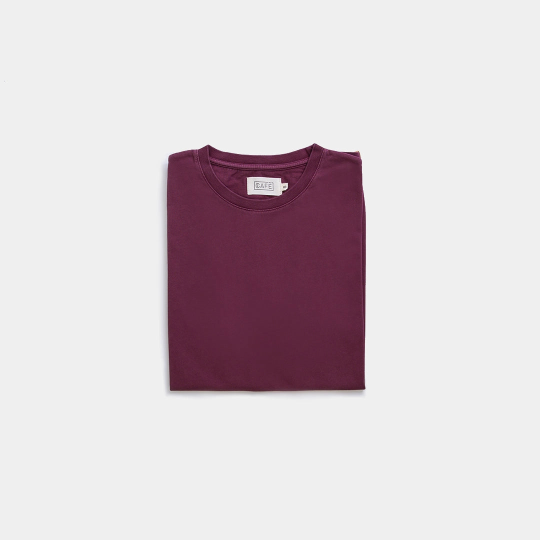Organic Cotton Tee Burgundy Folded