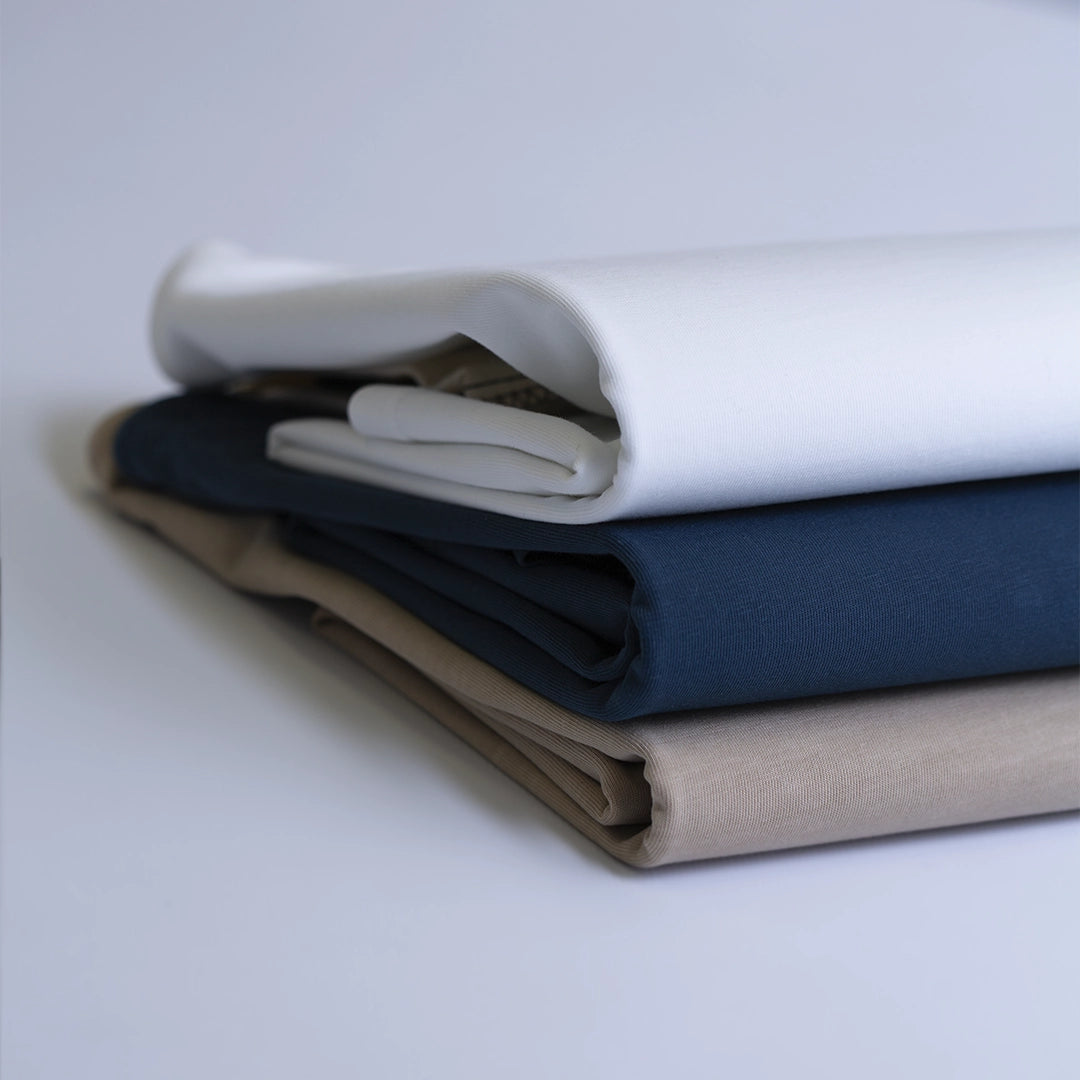 organic cotton tee white burgundy lightbrown navy white detail side
