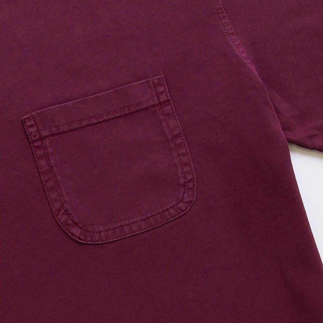 organic heavy bag tee detail burgundy
