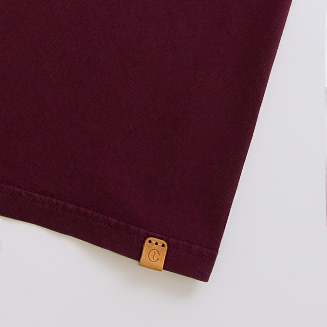 organic heavy bag tee leather detail burgundy