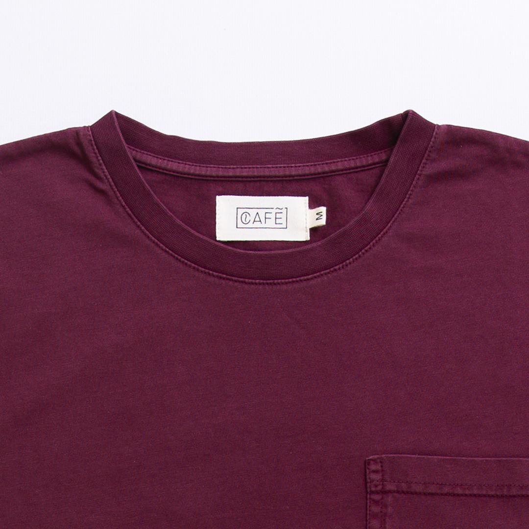organic heavy bag tee neck burgundy
