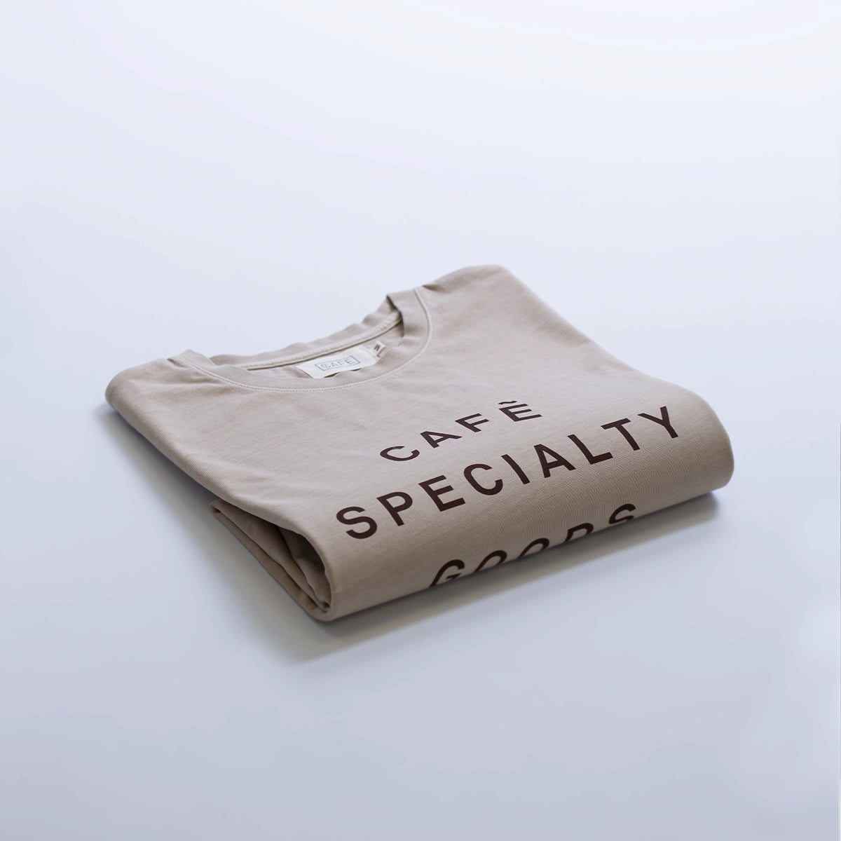 organic tee logo cafe light brown folded