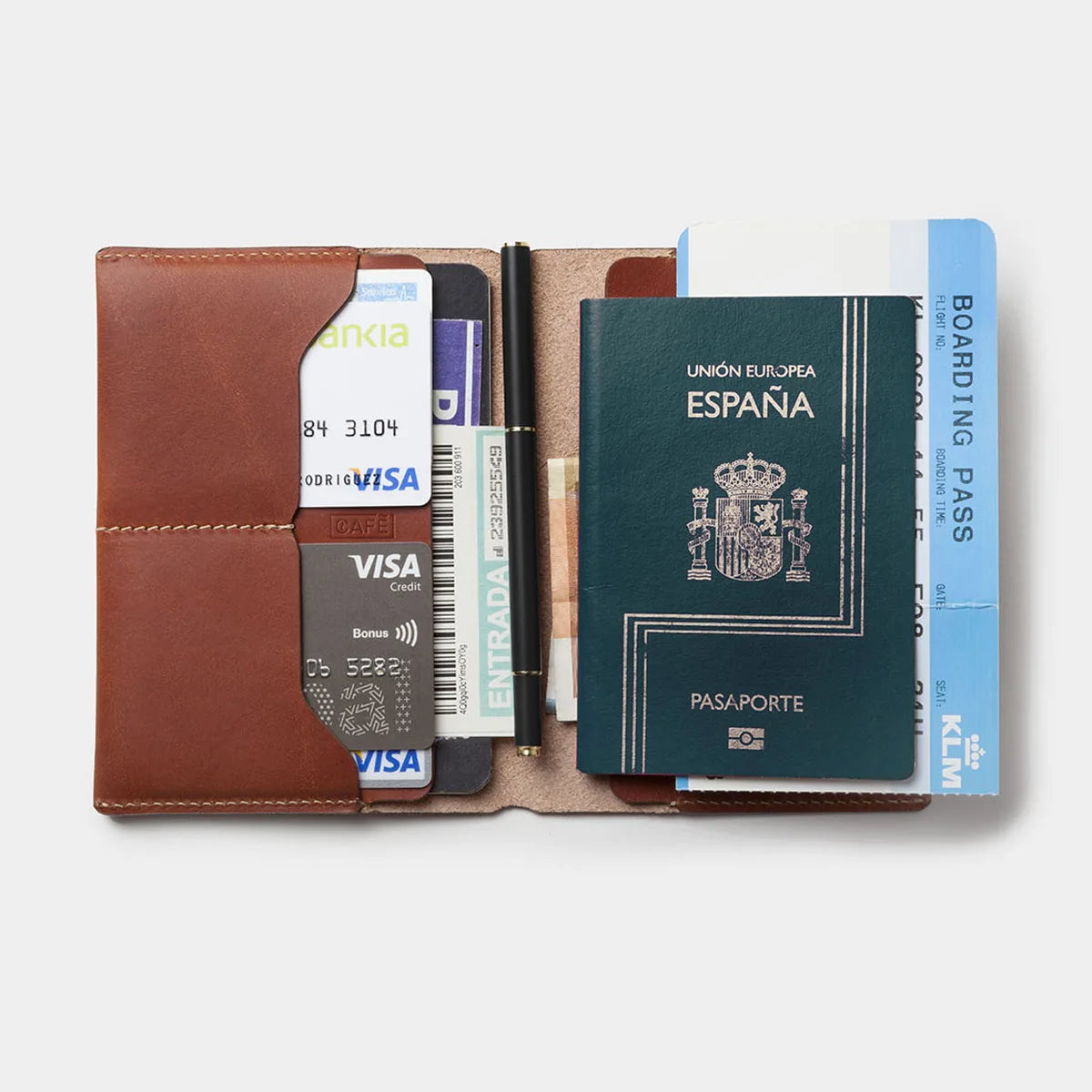 Handmade Leather factory Passport and Ticket Holder | Brown and mustard