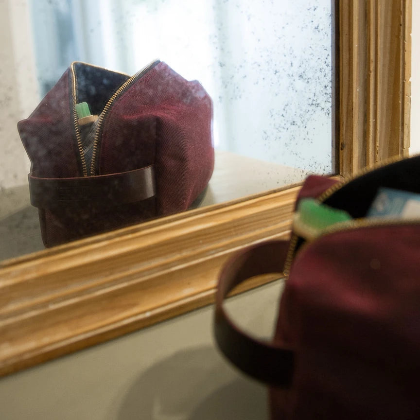 Toiletry Bag in Burgundy & Eggplant