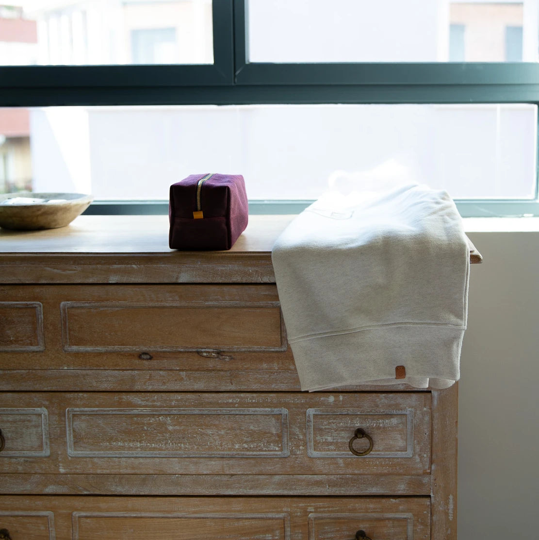Toiletry Bag in Burgundy & Eggplant