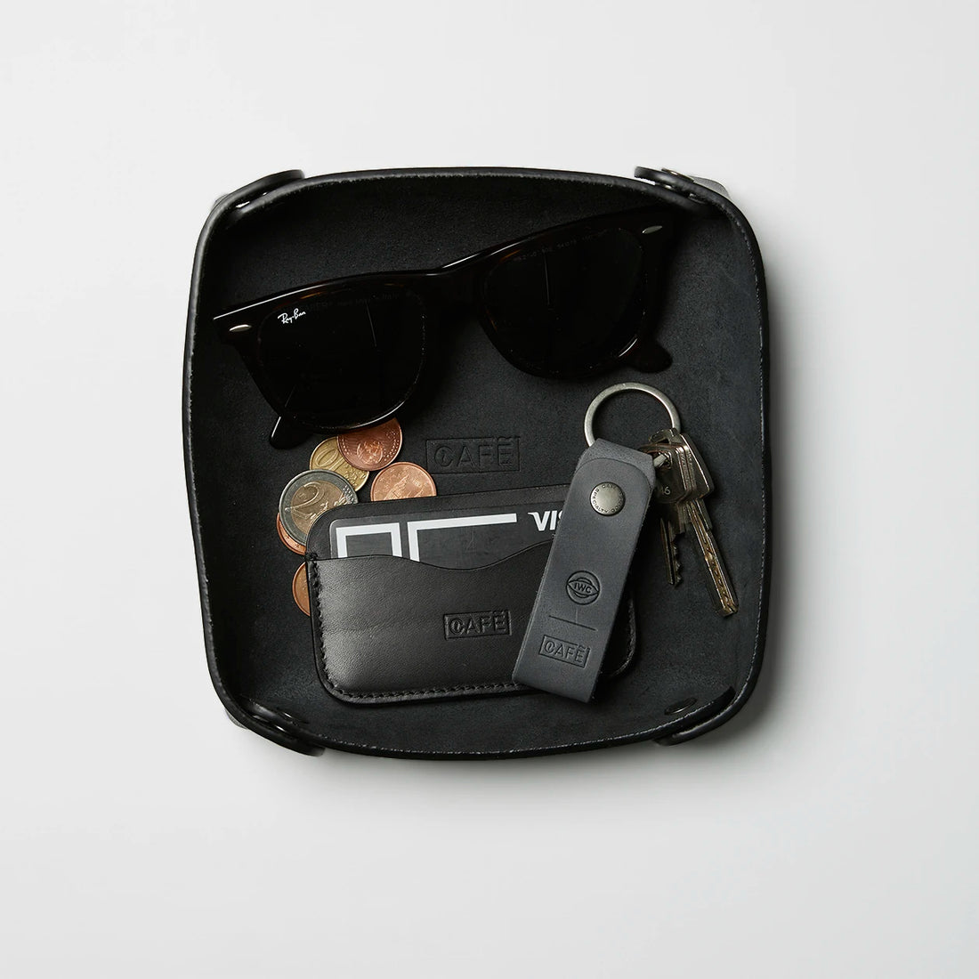 Leather Valet Tray in All Black