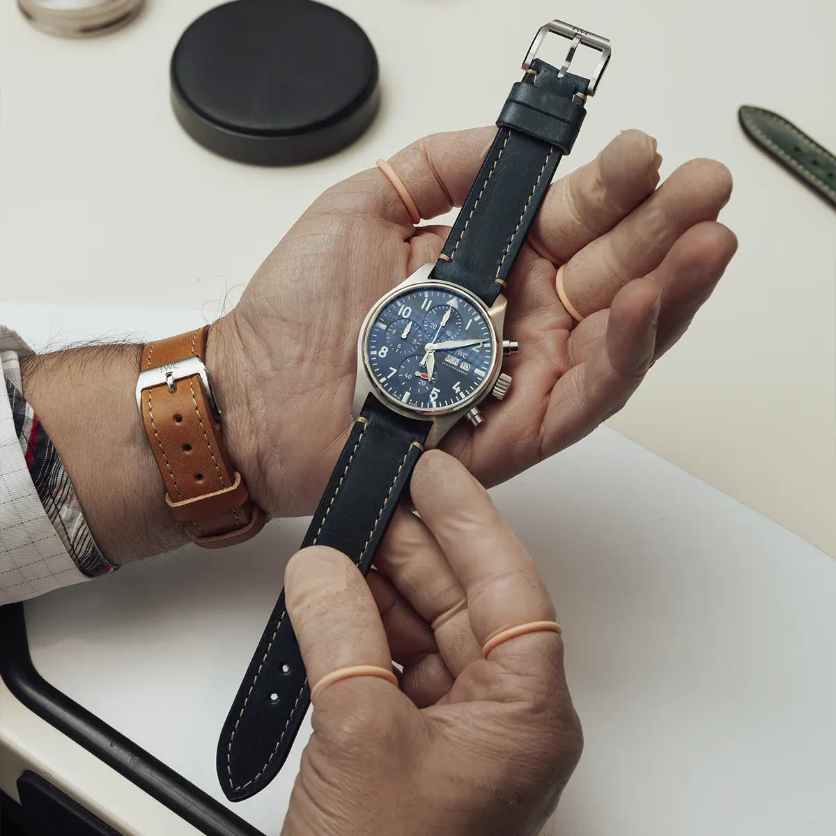 Leather Watch Strap "The Klaus" in Ocean