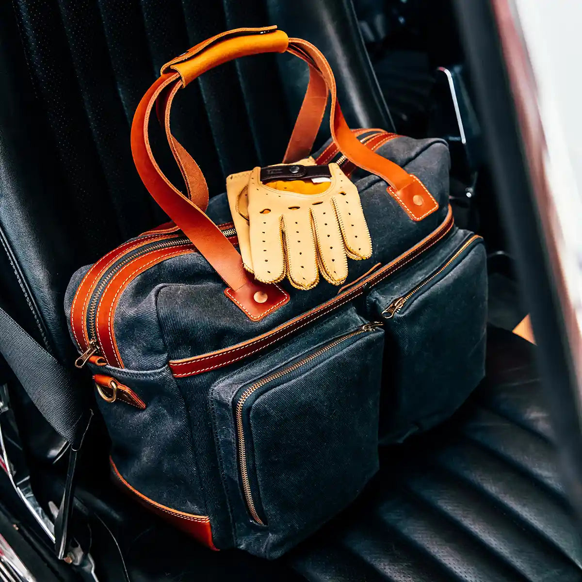 leather waxed canvas 48h travel bag