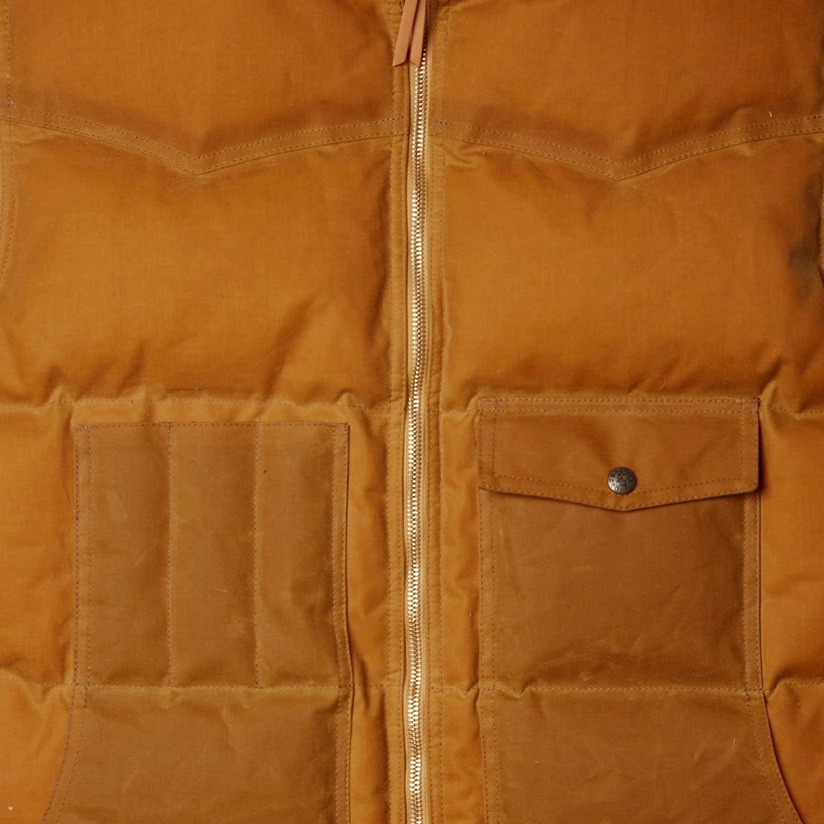 waxed canvas vest front detail